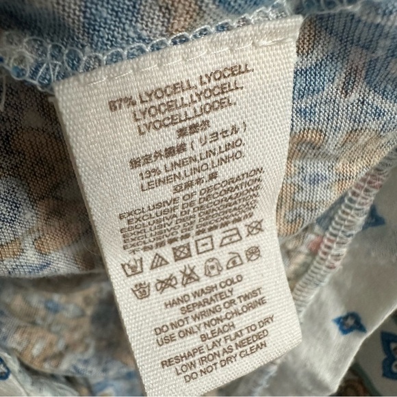 Free People Blouse Tassels Boho Floral Lace Up Festival Hippie Casual Size Small - Picture 6 of 7